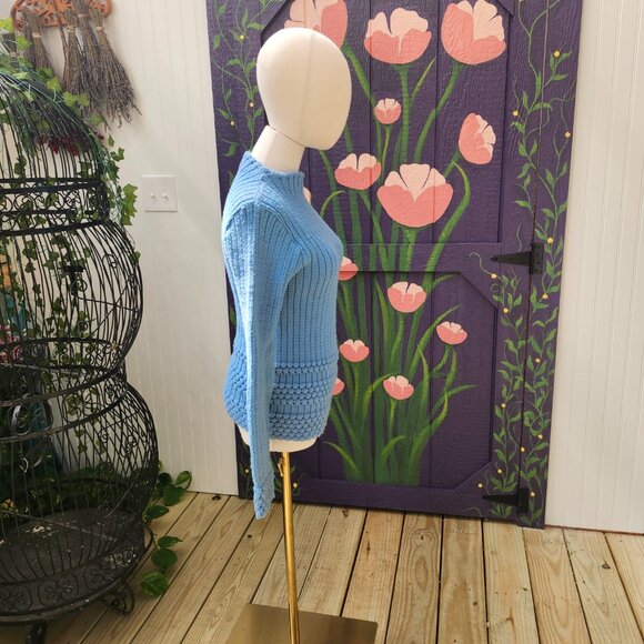 Joan Sweater / Vintage 1950's Baby Blue Knit Acrylic Sweater by Joan Marie - Picture 2 of 16